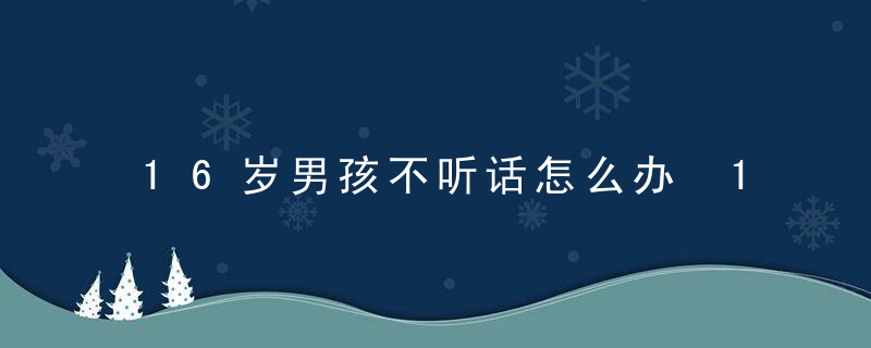 16岁男孩不听话怎么办 16岁孩子叛逆不听话怎么办